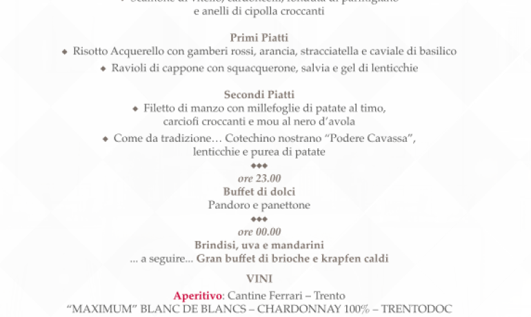 Cena di Capodanno con musica dal vivo al Ristorante Garganelli.